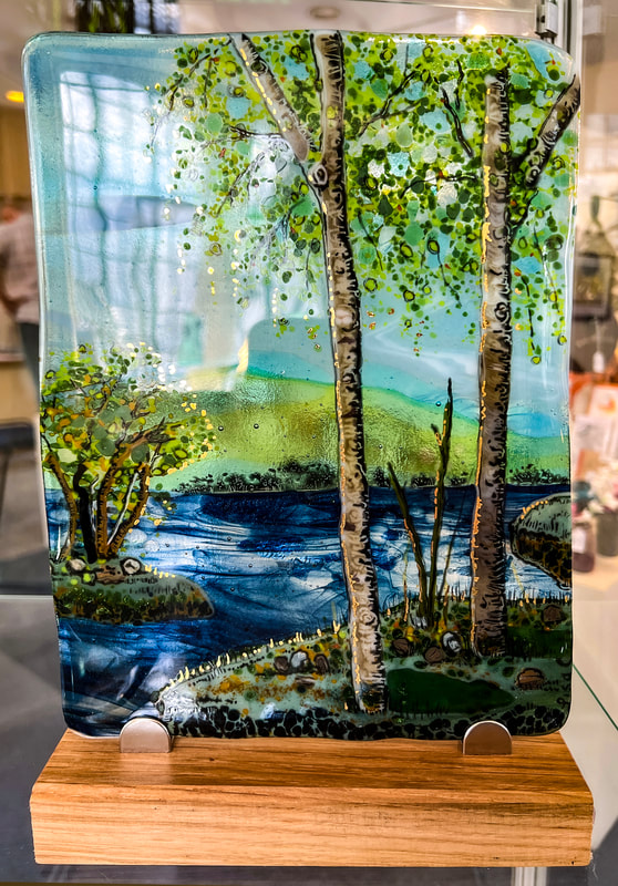 Lisa Coles, glass art, trees, water