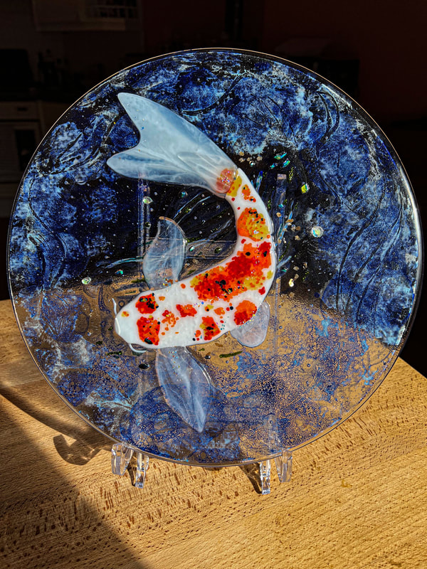 Lisa Coles, glass art, fish, salmon