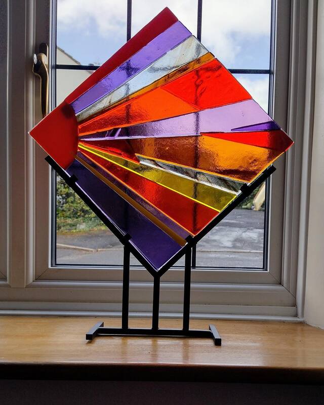 Frances Warren, glass art, orange, purple