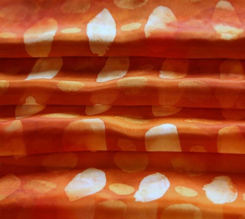 Susan White, silk scarf, orange with white spots