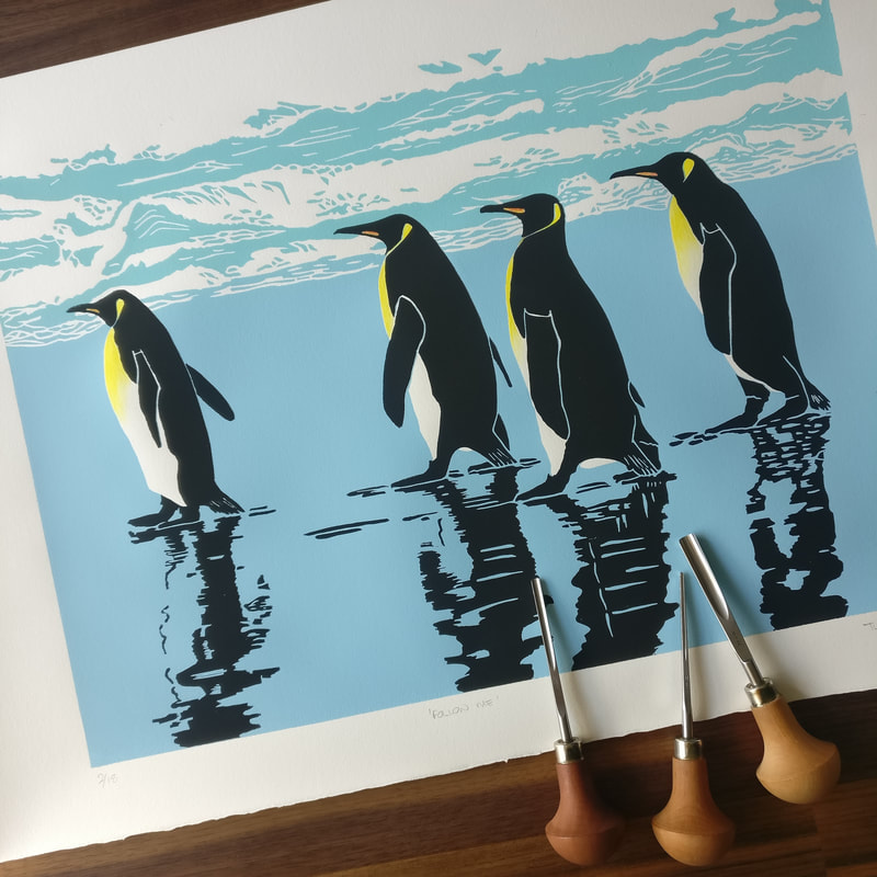 Tara Slater, printmaker, penguins
