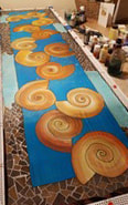 Susan White, silk art with shell pattern